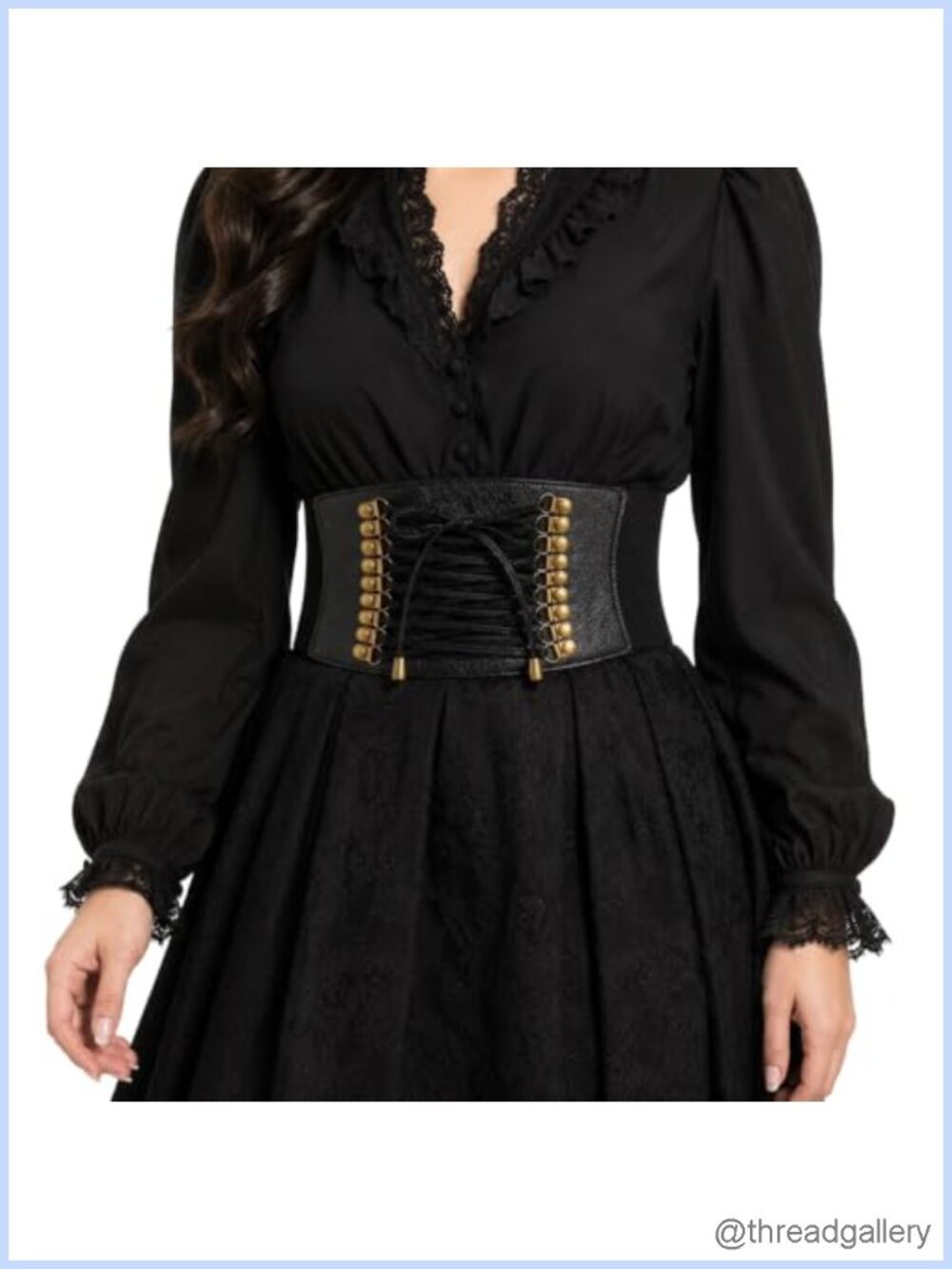 Faux Leather Renaissance Corset Belt Wide Lace-Up Cincher